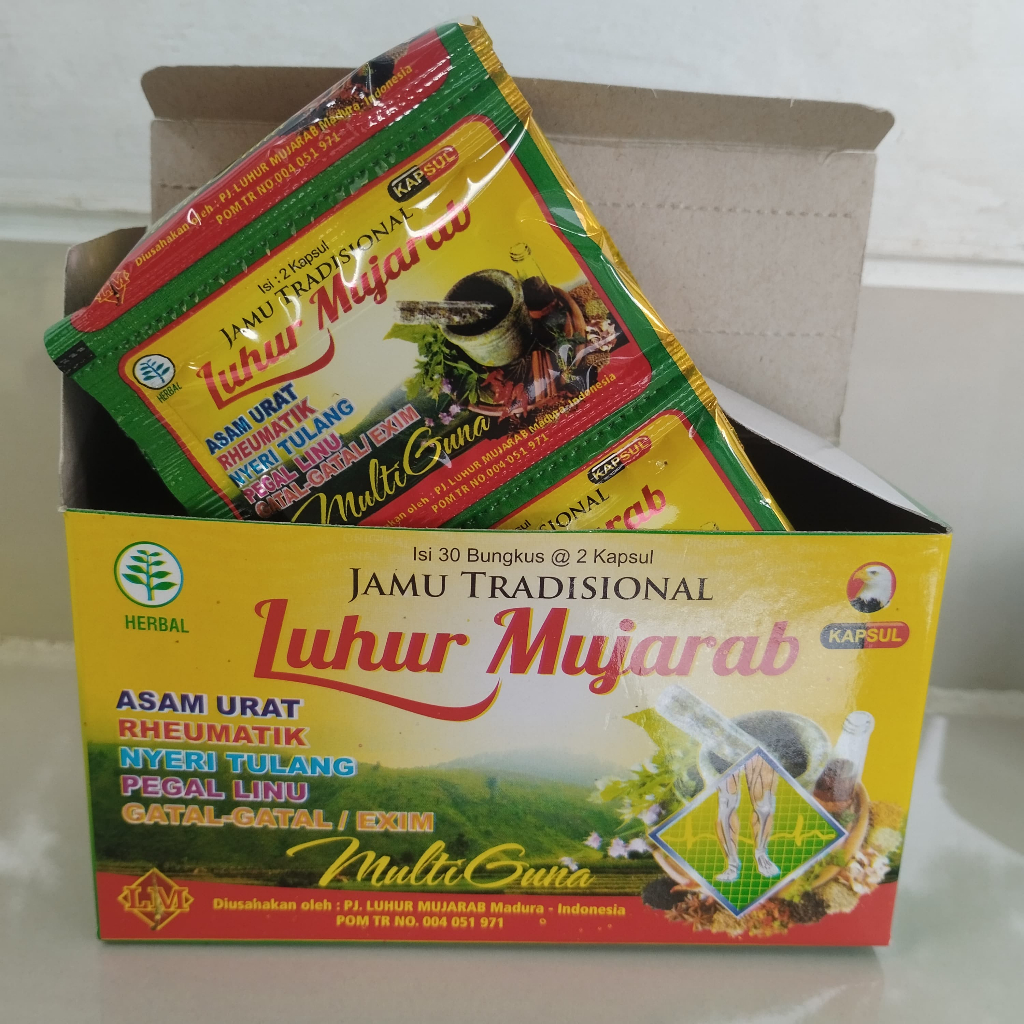 Jamu Luhur Mujarab Kapsul Original, Megatasi Asam Urat, Pegal Linu, Rematik, Nyeri Sendi
