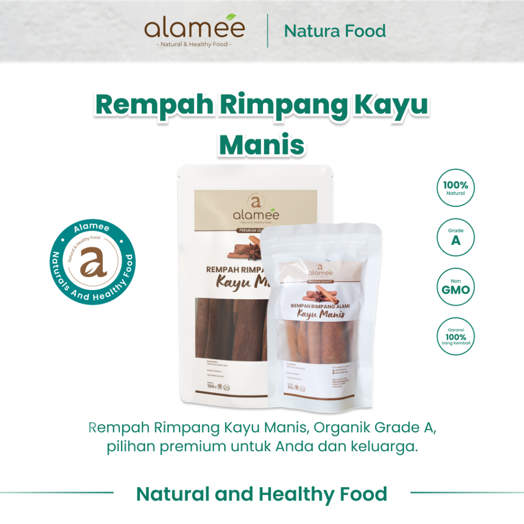 

ALAMEE Kayu Manis Cinnamon Stick Rempah Batang Rimpang Organik Alami Bumbu Masak Spice