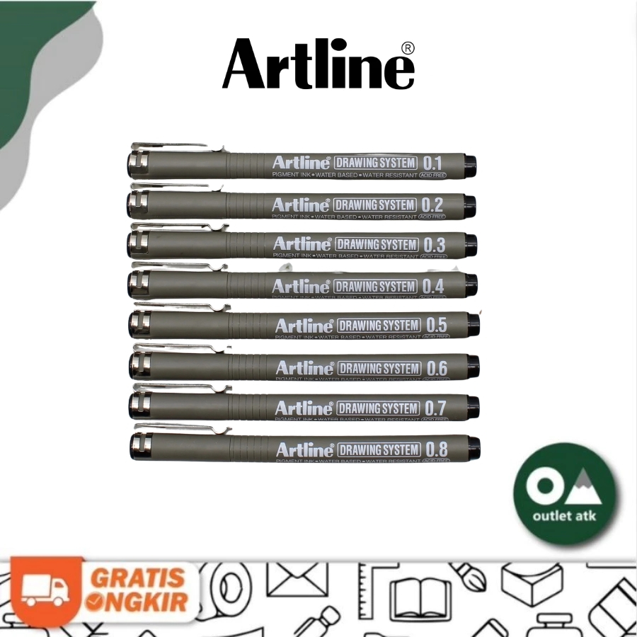 

Artline Drawing System Pen 0.1 - 0.8 mm Black Blue Red - Pena Gambar Lengkap