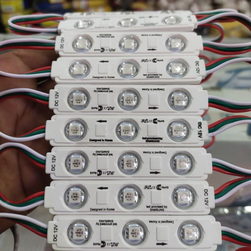 [20pcs]LED Module RGB Running 3 Mata 1,5W DC/12V IP68 Type 5050 | Modul RGB Warna