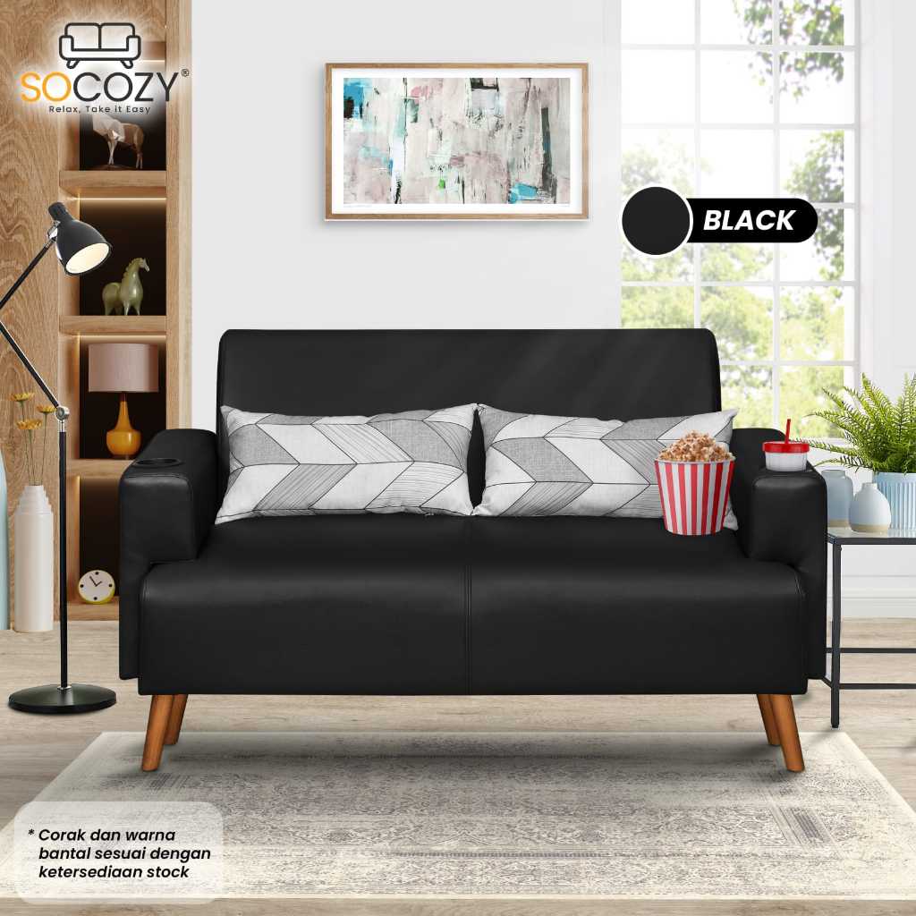 Socozy - Sofa Louise Minimalis Kulit Oscar || Sofa Empuk dengan Desain Mewah Murah