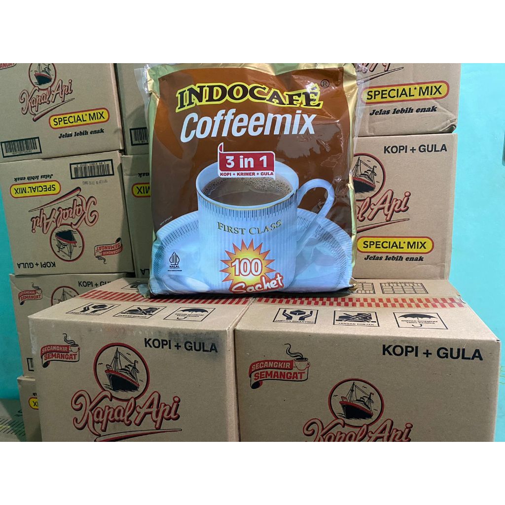 

aneka kopi. kapal api spesial mix 1 dus ,indocafe 1 bag dan gooday 1dus