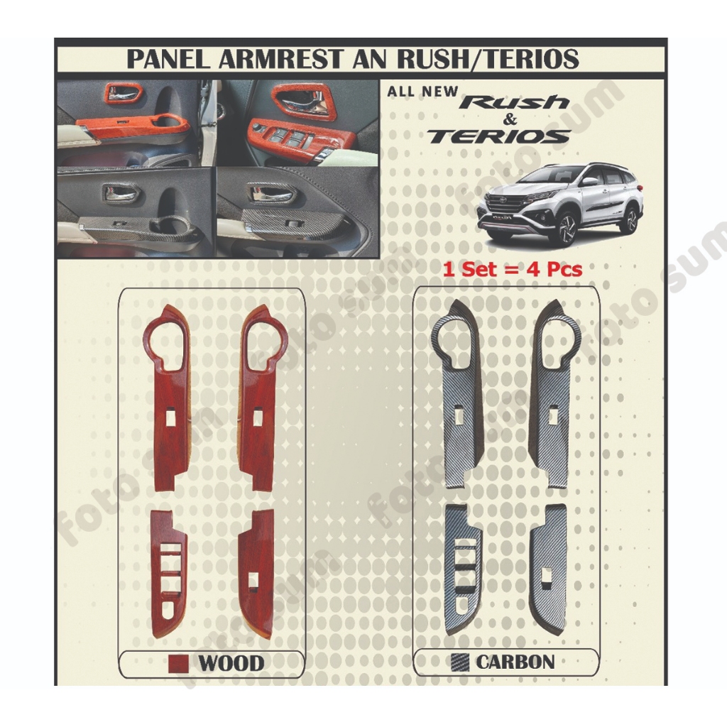 COVER PANEL POWER WINDOW RUSH TERIOS CARBON DAN WOOD 2018 SAMPAI 2024