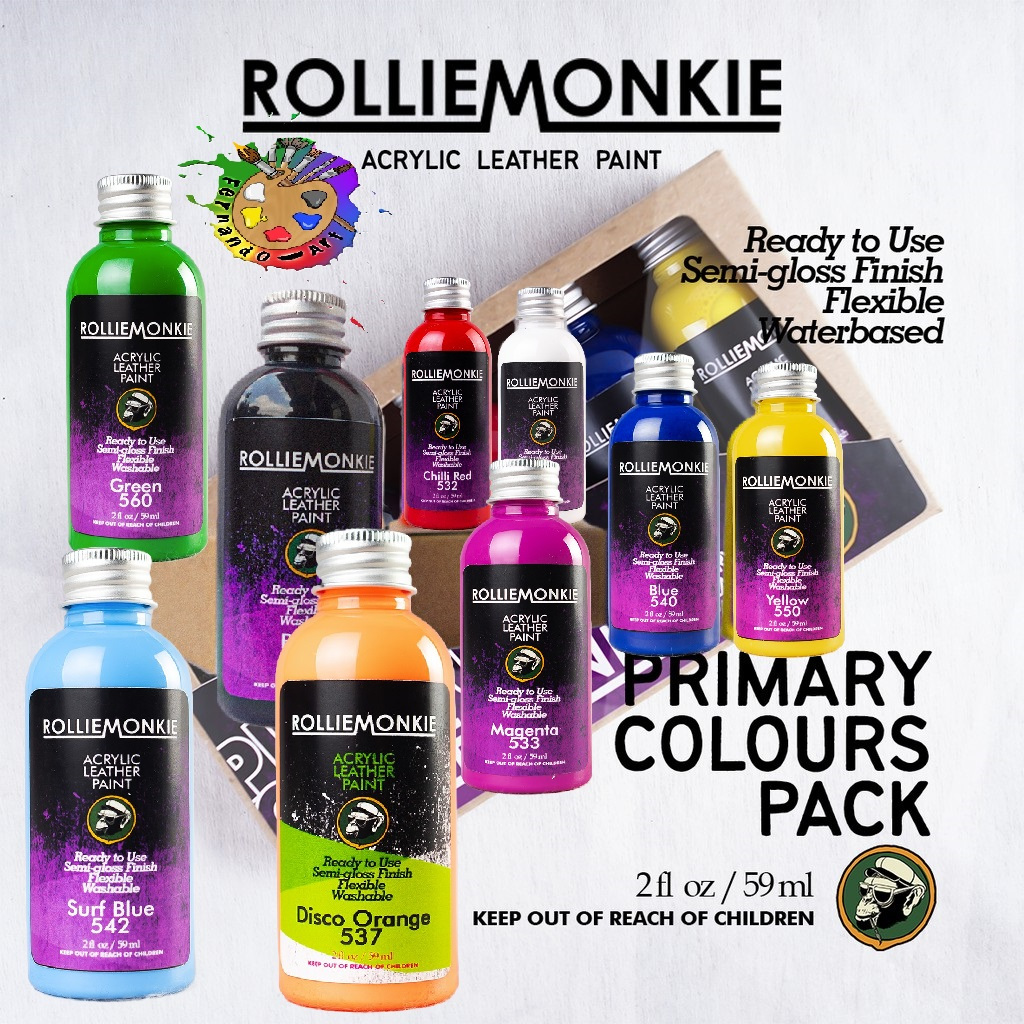 

Acrylic Leather Paint @60ml Rolliemonkie Part 1 / Acrylic Utk Sepatu, Topi, Jaket, Dompet, Tas, kaos
