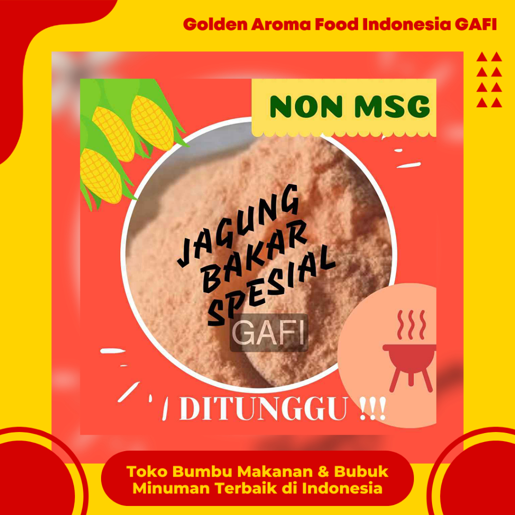 

GAFI Food Bumbu Tabur Rasa Jagung Bakar Spesial NON MSG 1 kg Enak Murah Lezat Gurih, Special Grilled Corn Flavor NON MSG Seasoning Powder 1kg