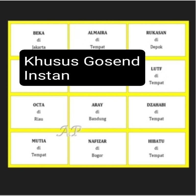 

(Khusus Gosend) Cetak Label Nama Undangan 103 / Proses cepat