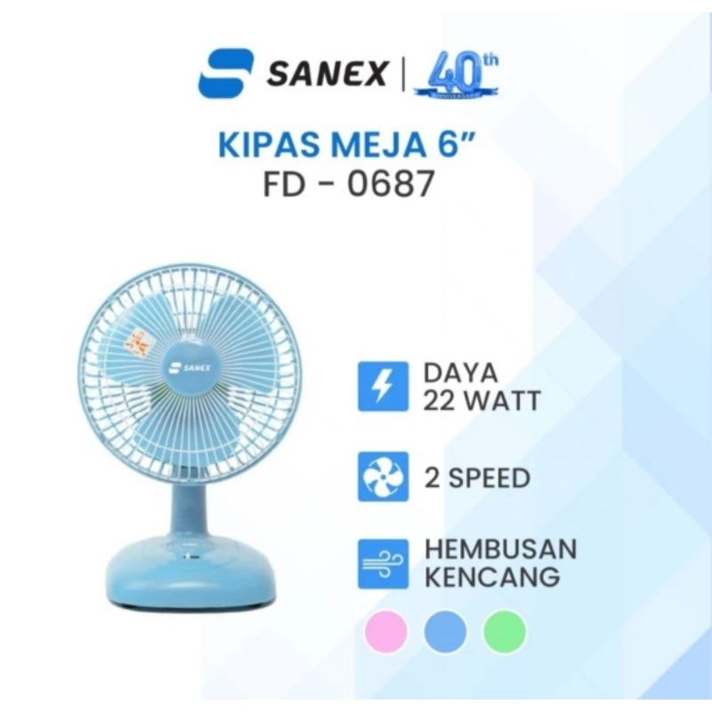 Desk Fan Sanex FD-0687 | Kipas angin meja FD0687 6 inch in
