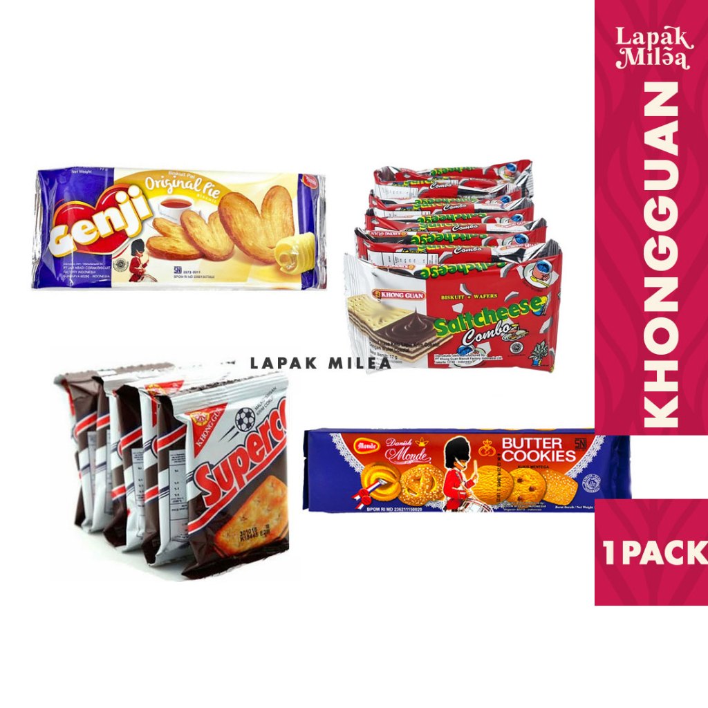 

Khong Guan - Superco | Saltcheese Combo | Genji Pie | Monde Butter Cookies Snack Jadul isi 10pc