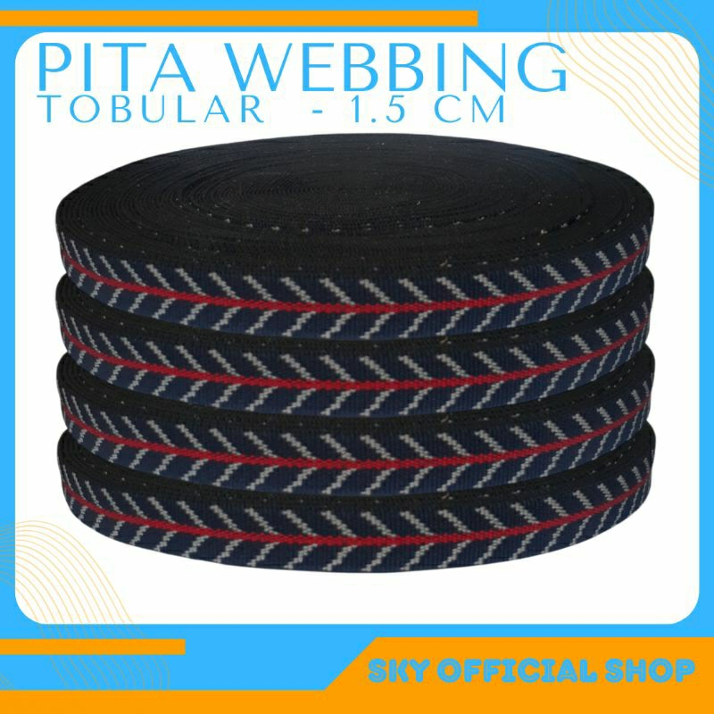 Per Meter Pita Webbing Double Tubular Motif Etnik Lebar 1,5cm