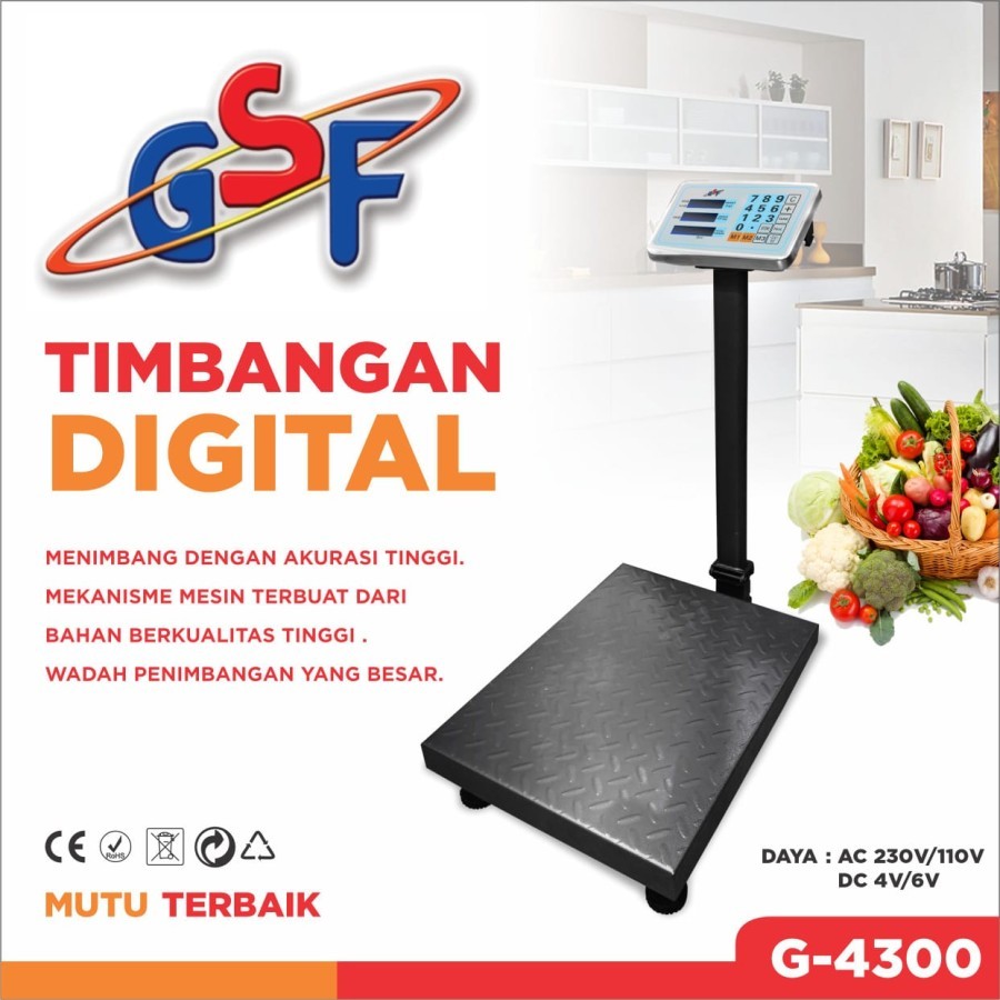 Timbangan duduk digital 300 kg untuk Beras / Kopi/ Gabah 3 kw