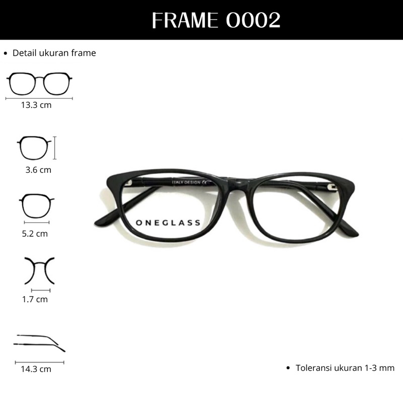 Oneglass - Frame Kacamata O002 Unisex