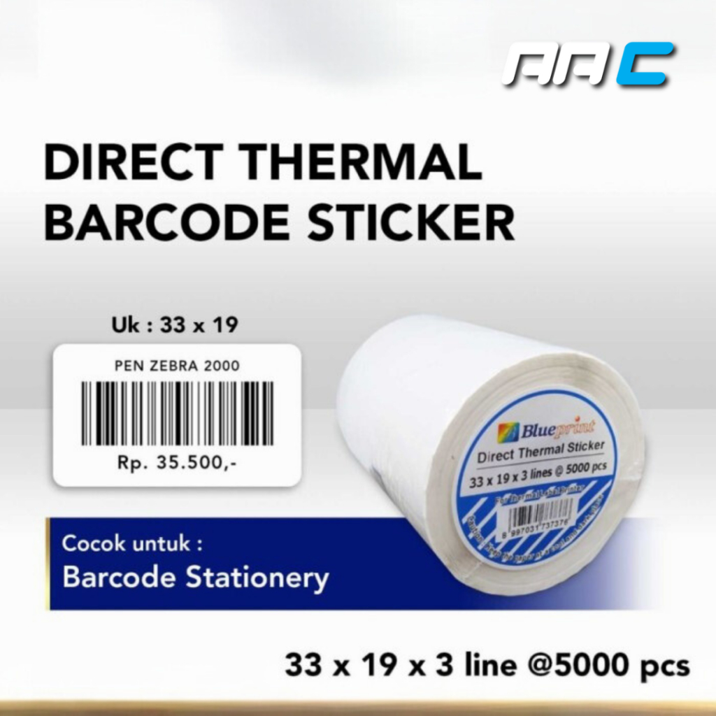 

Kertas Thermal Sticker Blueprint 33X19X3 @5000 Kertas Barcode Kertas Label Harga