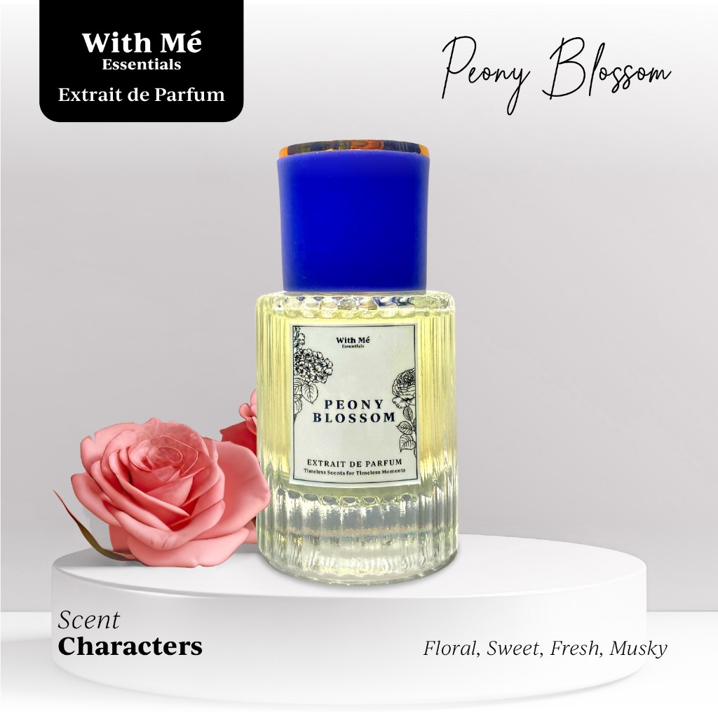 PARFUM PEONY BLOSSOM WITH ME ESSENTIALS MINYAK WANGI TAHAN LAMA 24 JAM UNISEX AWET WANGI FARFUM PRIA