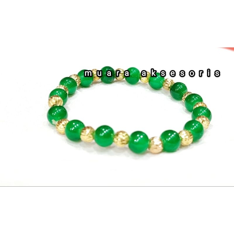 Gelang Giok hijau ring emas