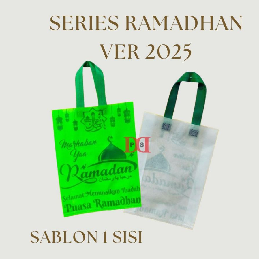 

1 LUSIN - Goodie Bag Spunbond Handle Lipatan Samping RAMADHAN UK 25X35X8 VER 2025 Sablon 1 Sisi