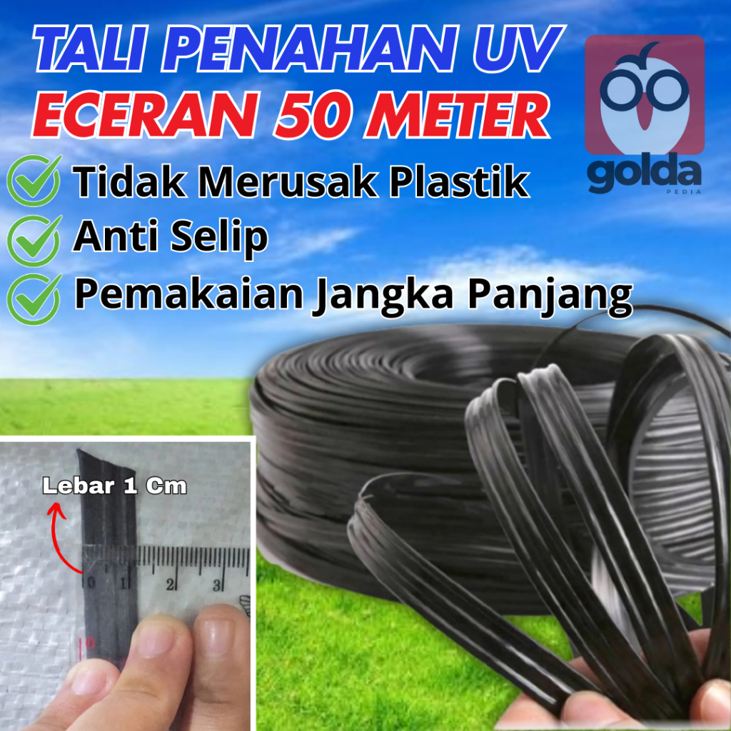 Tali Penahan Plastik UV ( Eceran 50 Meter )  Green House Band Bisa Untuk Tali Rambatan Tanaman | Tal