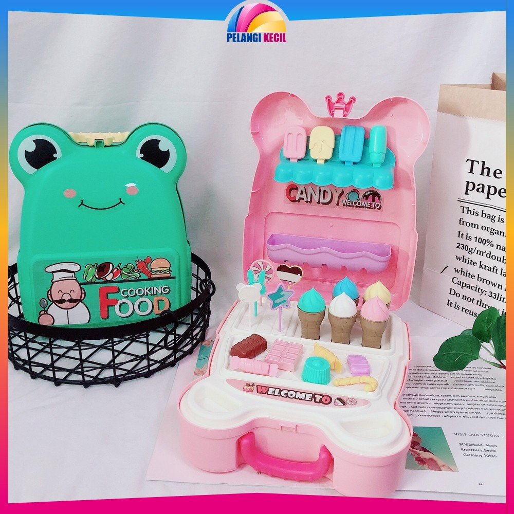 Mainan Set Kitchen Tas Ransel Anak / Mainan Masak Masakan Wastafel / Set Ice Cream Maker Portable Pe