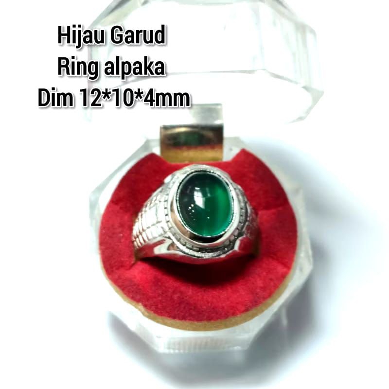cincin pria batu hijau garud kecil ring alpaka