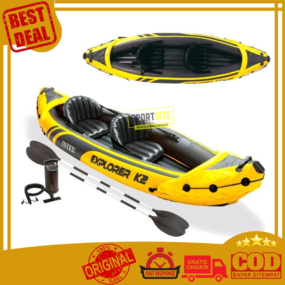 Intex Explorer K2 Set Kapal Perahu Karet Kano Renang Dewasa Inflatable Boat Paket Perahu Karet + Day