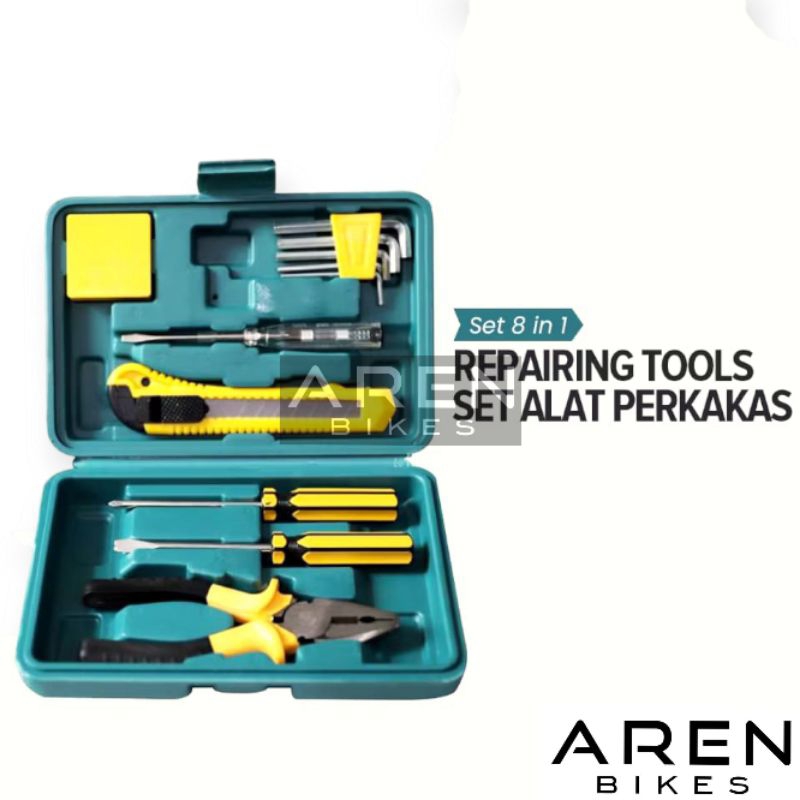 PERLENGKAPAN SET REPARASI OBENG LISTRIK METERAN TANG KUNCI L CUTTER 12 in 1 TOOLKIT MIN PLUS TOOL BO