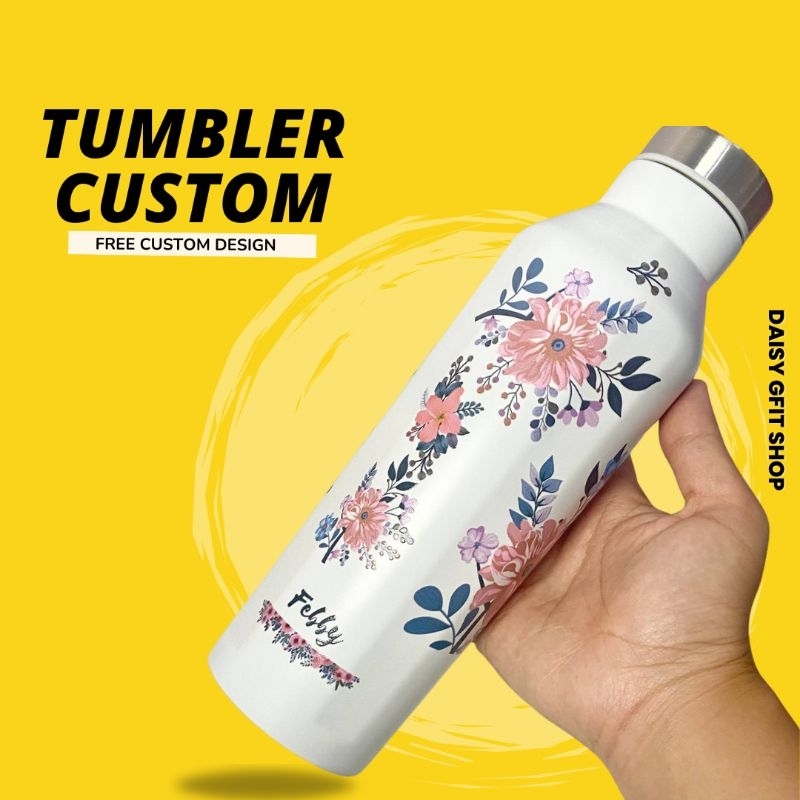 Botol Minum Custom Promt Sticker UV Dft 500ml/Tumbler Custom/Tumbler Air Panas/Termos Air Custom/Ter
