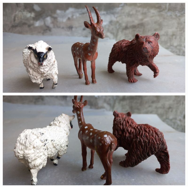 Figure set Animal Hewan isi 3pc Sheep, Bambi & Beruang