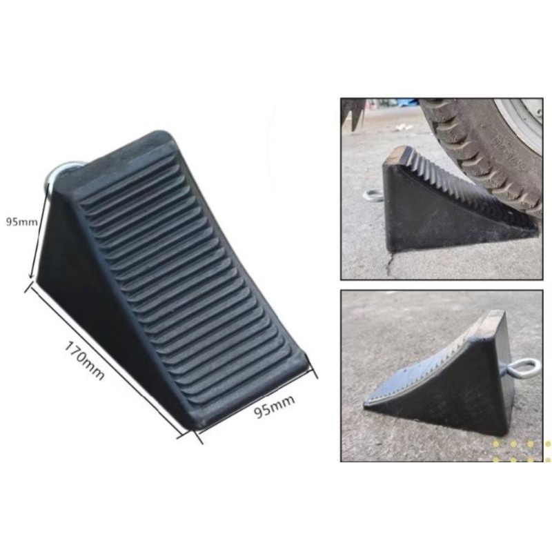 Ganjalan ban mobil truk motor parkir penahan roda rubber wheel parkir chock bahan karet