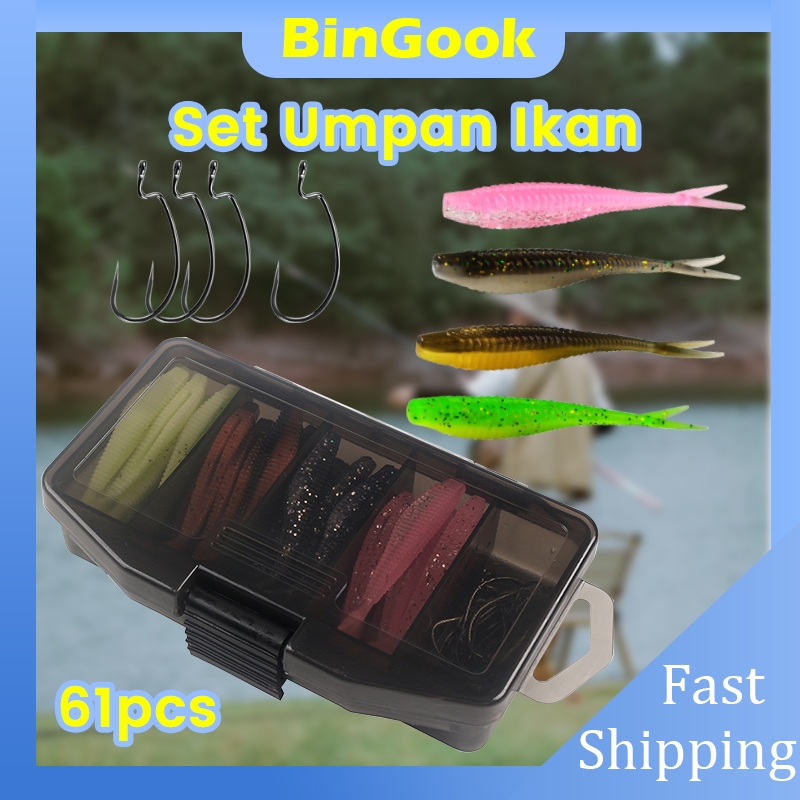 61/66Pcs Umpan Pancing Ikan Soft Lure 6 Cm Umpan Pancing Tiruan Bentuk Bahan Karet Silicon Lembut