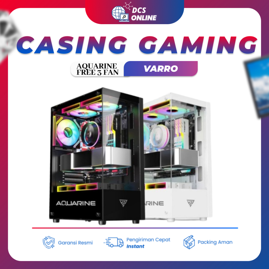 Casing Pc Gaming Aquarine Varro Prime Free 3 Fan Rgb