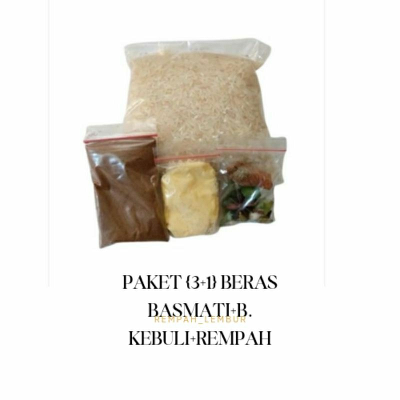 

Paket { 3in1 } 1 Kg Basmati+Rempah+Bumbu Nasi Kebuli-mandi-bukhori-kabsah gratis margarin
