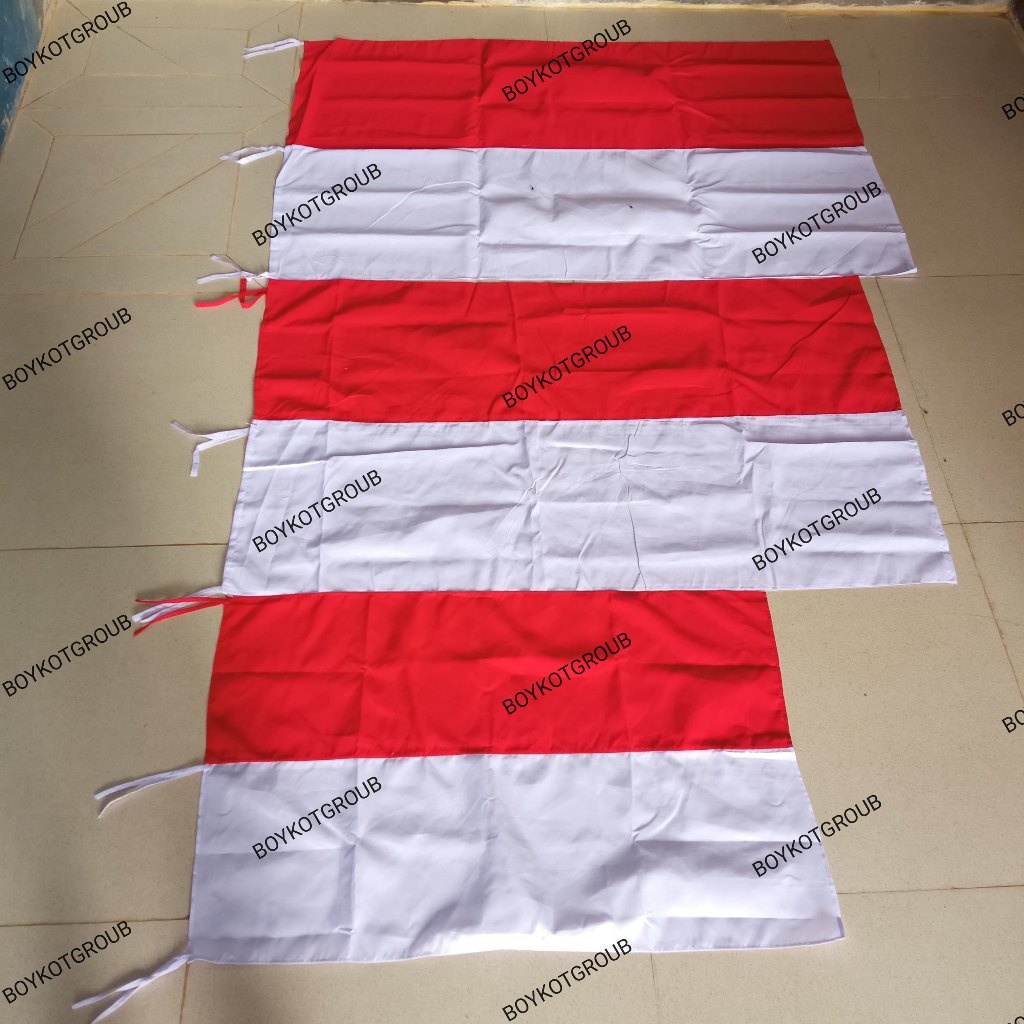 Bendera merah putih kain peles tali kain bijian