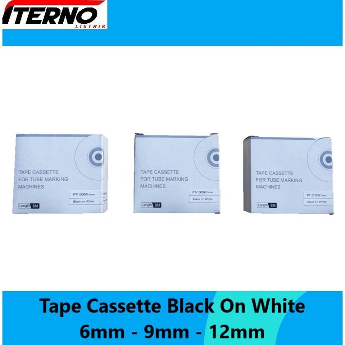 Puty Label Tape Cassette 9mm PT-1009W Black On White untuk PT1010