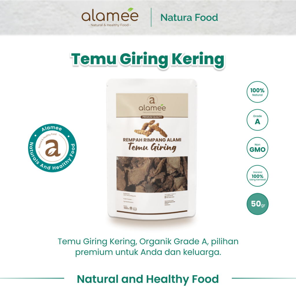 

ALAMEE Temu Giring Kering Organik Iris Kuning Gajah Rempah Rimpang Alami Spice 50gr