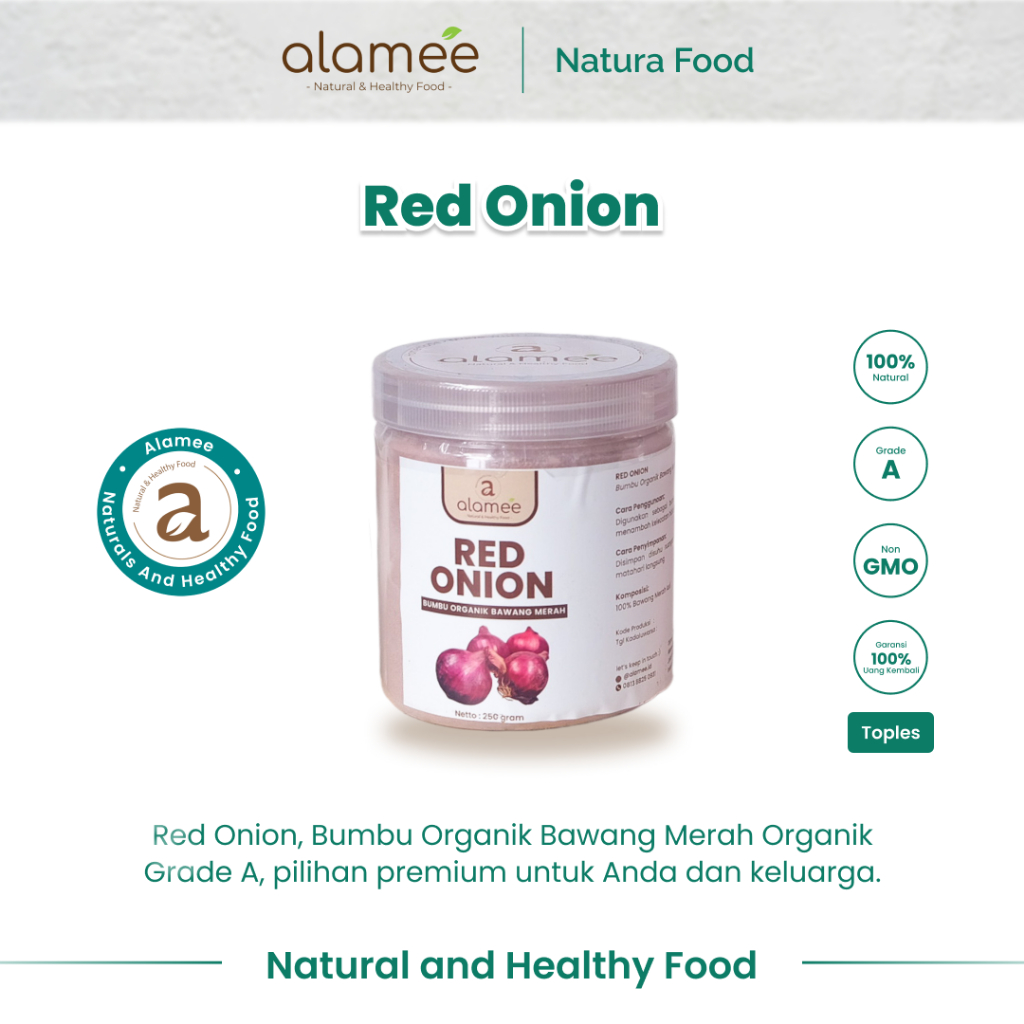 

ALAMEE Bawang Merah Bubuk Murni Red Onion Powder Bumbu Dapur Organik Masak Seasoning