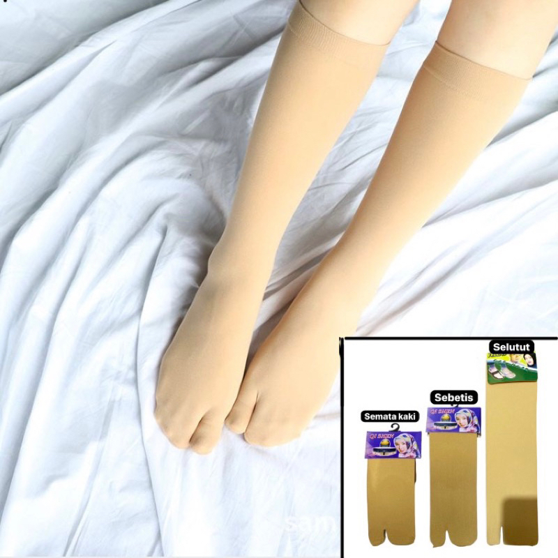 Kaos Kaki Stoking Jempol Polos Wanita Dewasa Pendek Sedang Panjang warna Kulit Cokelat Krem Hitam