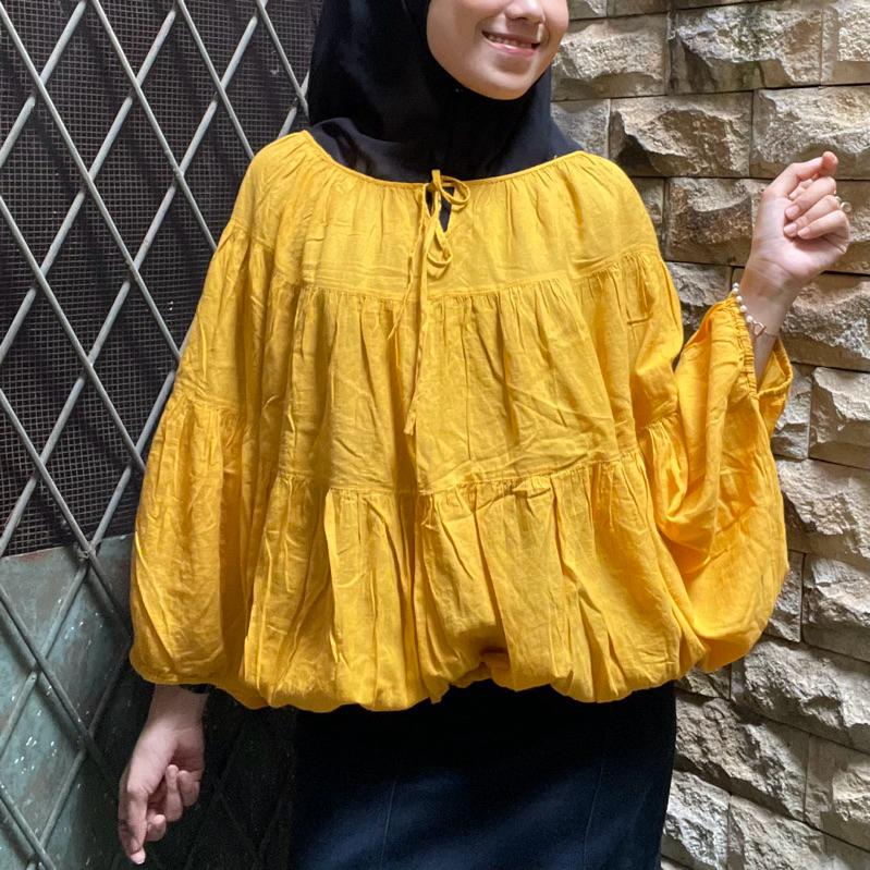 Atasan / Blus Lucu Model Balon Pinggang dan Lengan Karet “Real Pict”