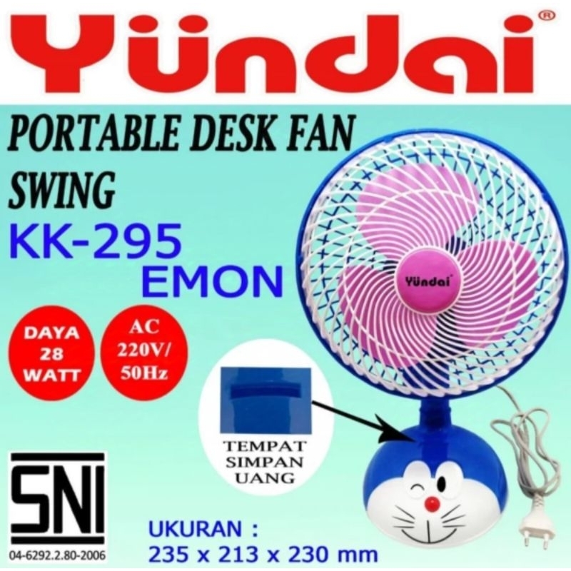 Desk Fan Yundai Emon KK-295 | Kipas angin meja karakter Emon KK295 motif