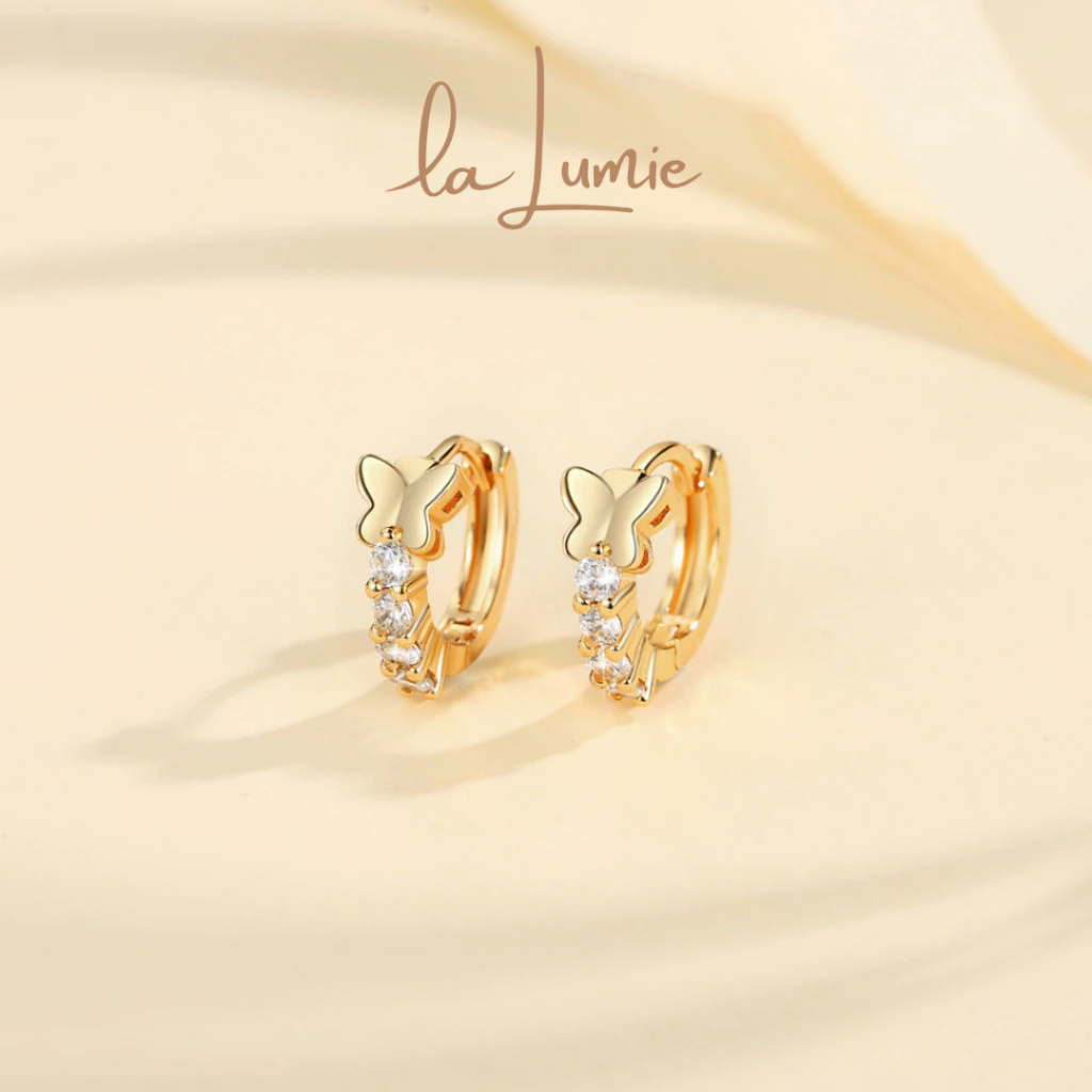 LUMIE Jewelry Anting Kupu Kupu Wanita Tidak Karat Titanium Permata Perhiasan Anti Luntur Prancis Ant