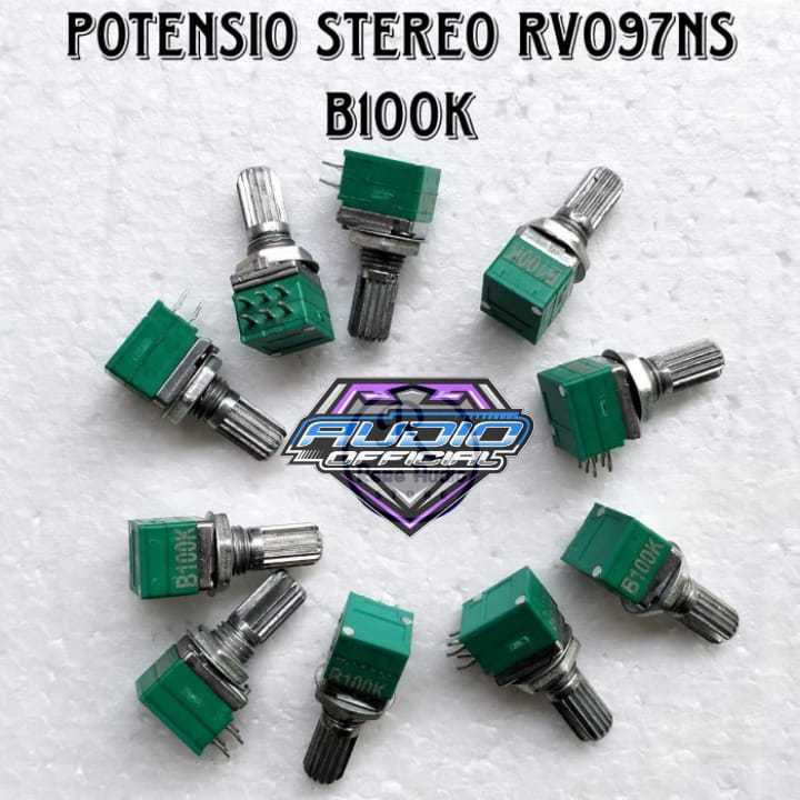 Potensio Stereo RV097ns RK097 Setereo 6 Kaki / 6 Pin Potentiometer