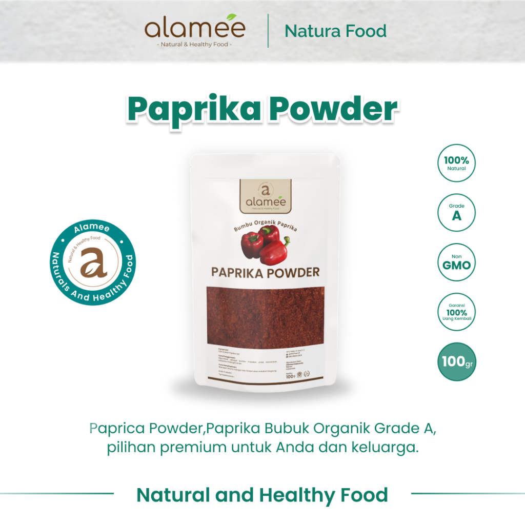 

ALAMEE Paprika Bubuk Merah Powder Ground Bumbu Dapur Instan Organik Murni Asli Seasoning 100 Gram