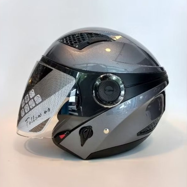 HELM ZEUS ZS610 ZS 610 TITANIUM I ZEUS HALF FACE DOUBLE VISOR