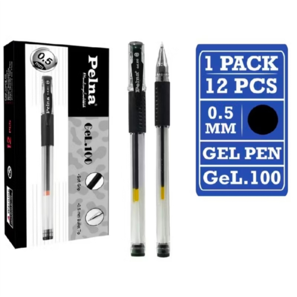 

Pulpen Gel 0.5 MM Gelpen PELNA isi 12 pcs Tinta Hitam