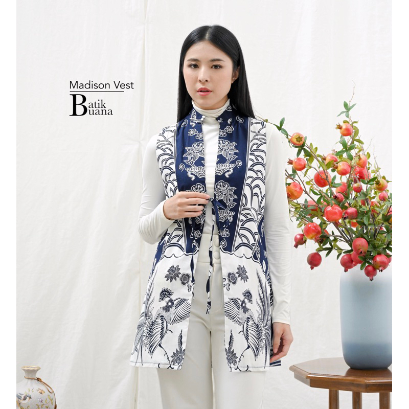 TERLARIS Madison Vest - Long Outer - Atasan Batik Modern Wanita Lucu Cantik - Batik Wanita Modern -