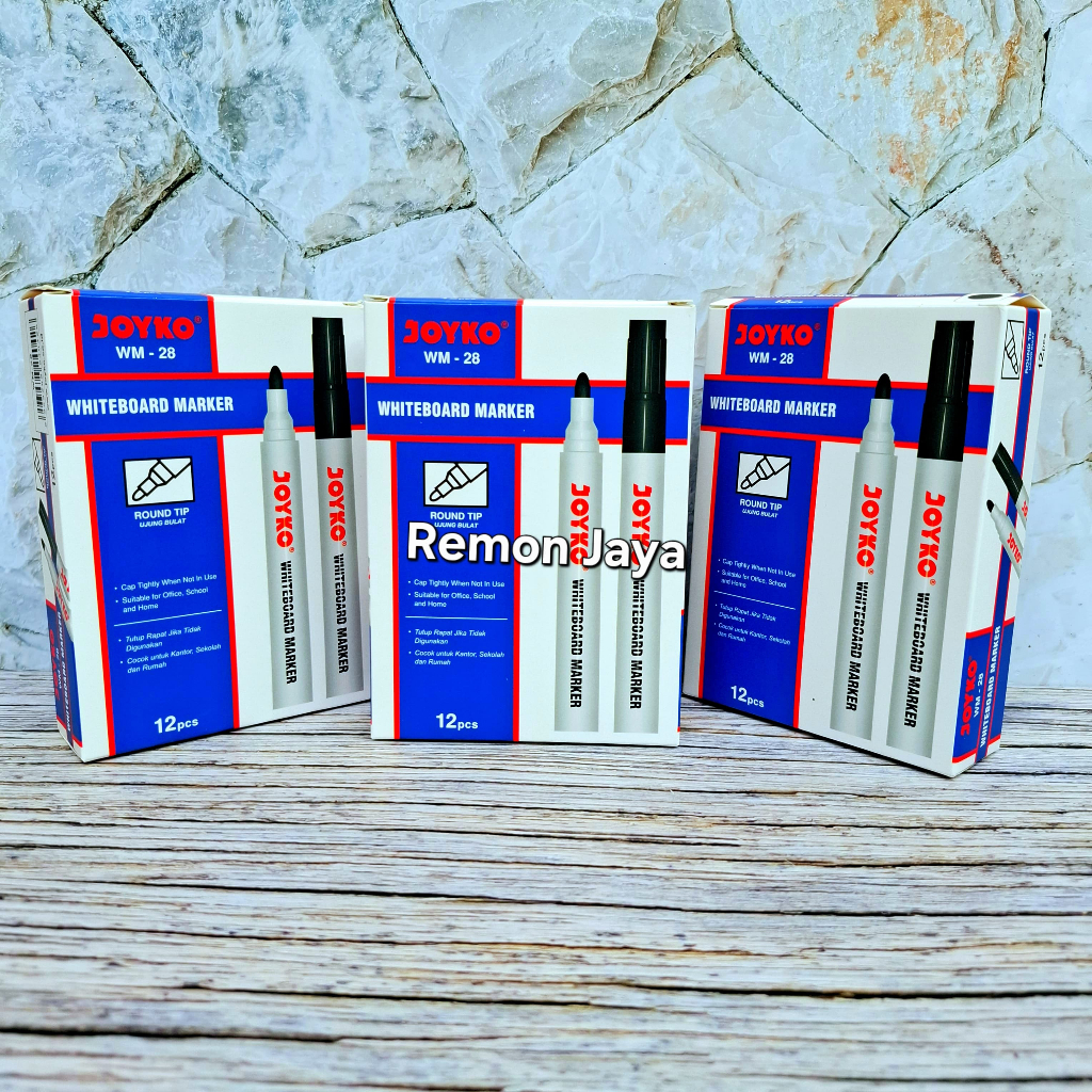 

[ISI 12 PCS] Joyko Whiteboard Marker WM-28 WM-29 WM-30 Hitam Biru Merah / Spidol Papan Tulis Putih Bisa Hapus