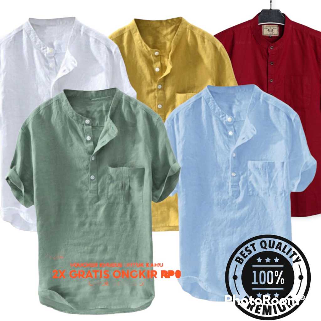 Baju Koko Noor New Pakaian Muslim Pria Warna Hijau Premium High Class grade Kurta Palestina.