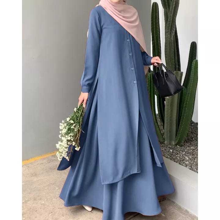 One Set Tunik Ramadhan Stelan Jilbab Baju Muslim 1 Stel Ld 120 Set Murah Onest One Set Lebaran Wanit