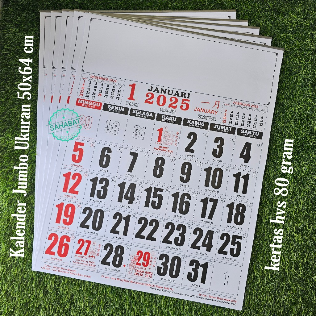 

KALENDER DINDING KERJA JUMBO TAHUN 2025 KERTAS HVS 80 GRAM