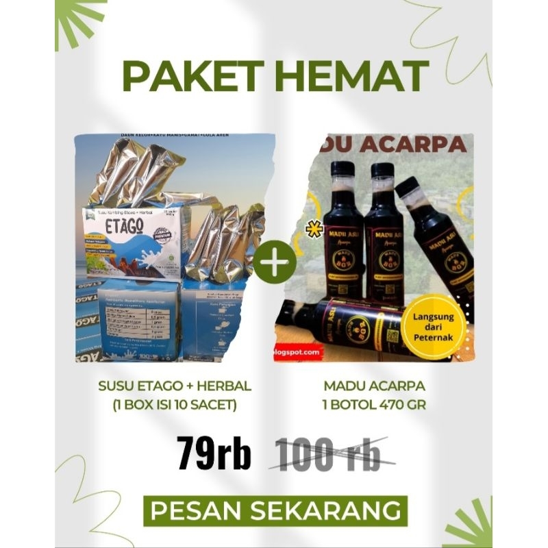 

Paket Hemat Susu Etago + Madu Acarpa