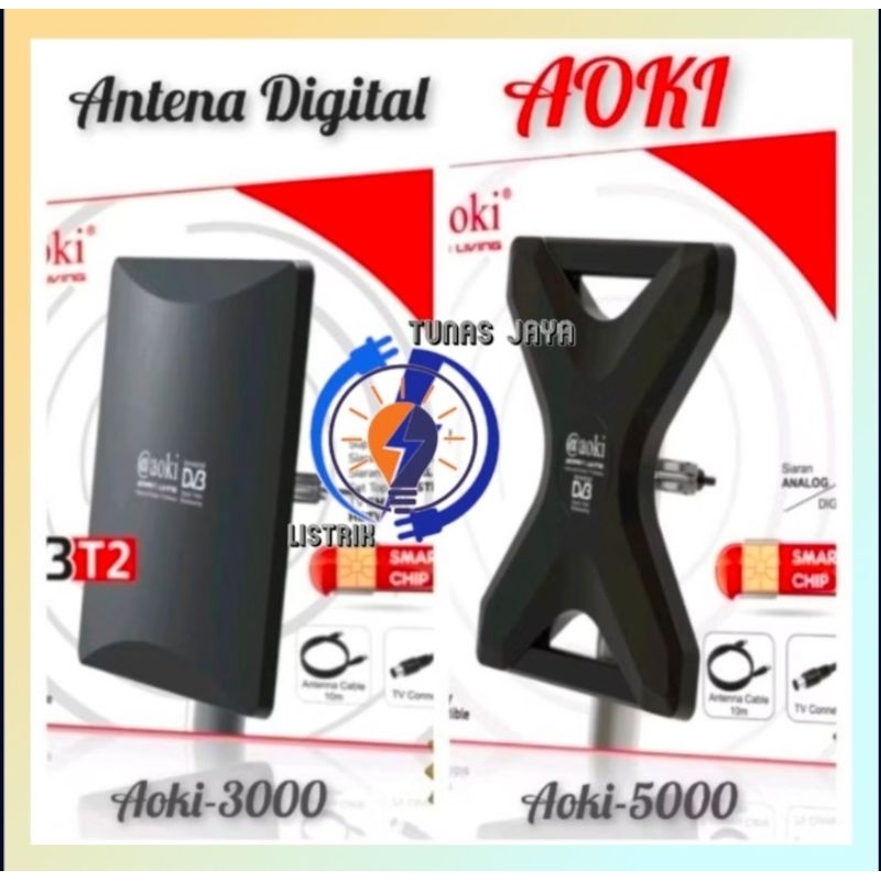 AOKI Antena 2 tv Digital Luar Dalam Indoor Outdoor AT3000 AT5000