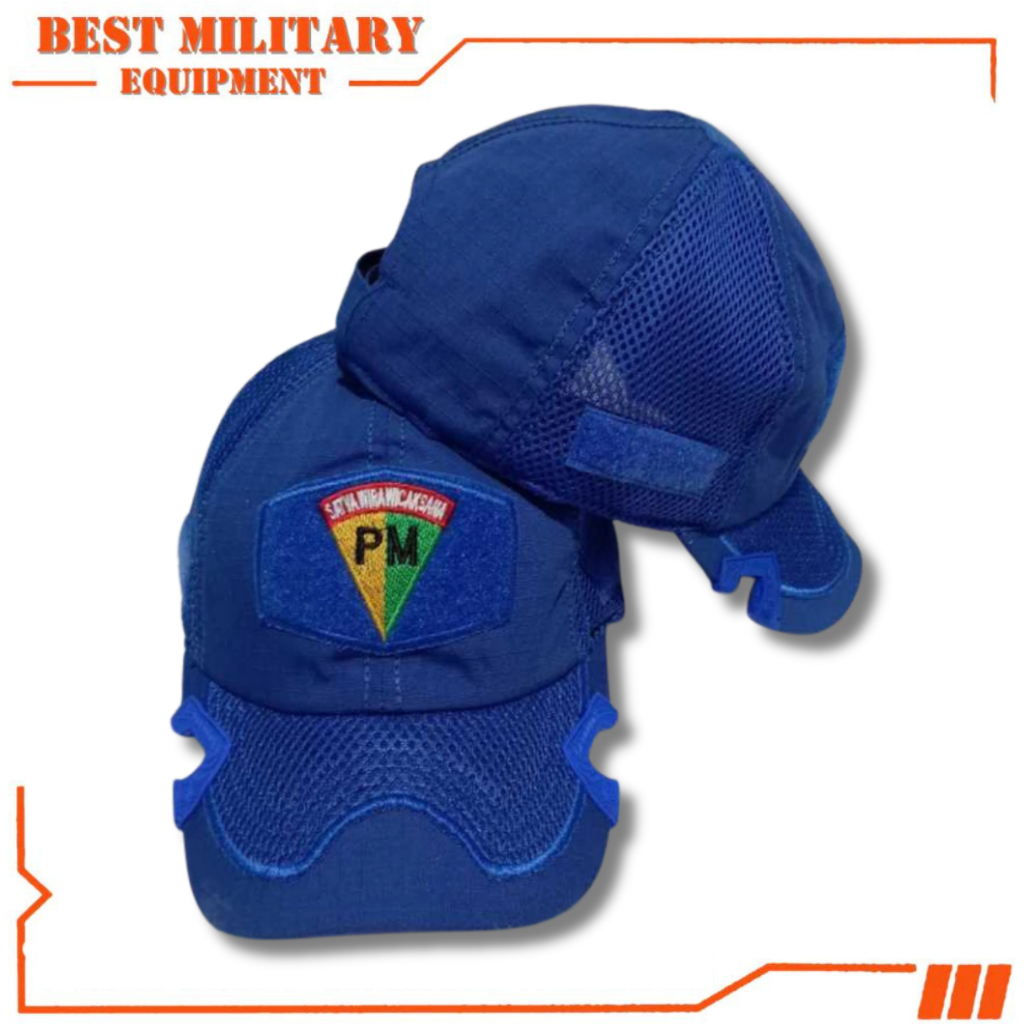 Topi Tactical Coak Biru Bordir Logo Pm/polisi militer COD Best Military